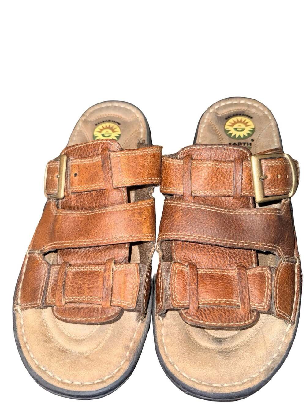 Earth Spirit Edward IV Brown Leather Men's Slide Sandals Size 11
